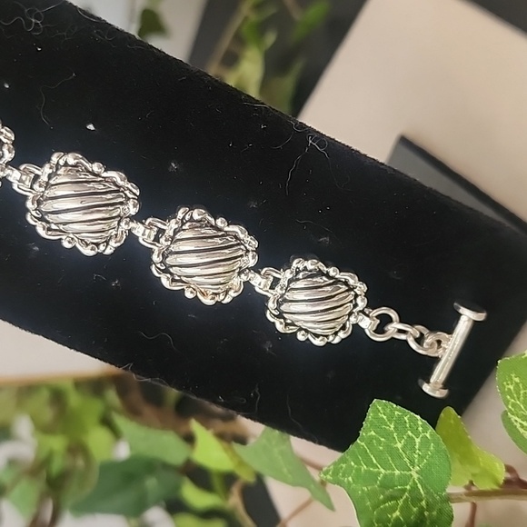 Silver Boho Design Link Bracelet Toggle Clasp - Picture 8 of 9